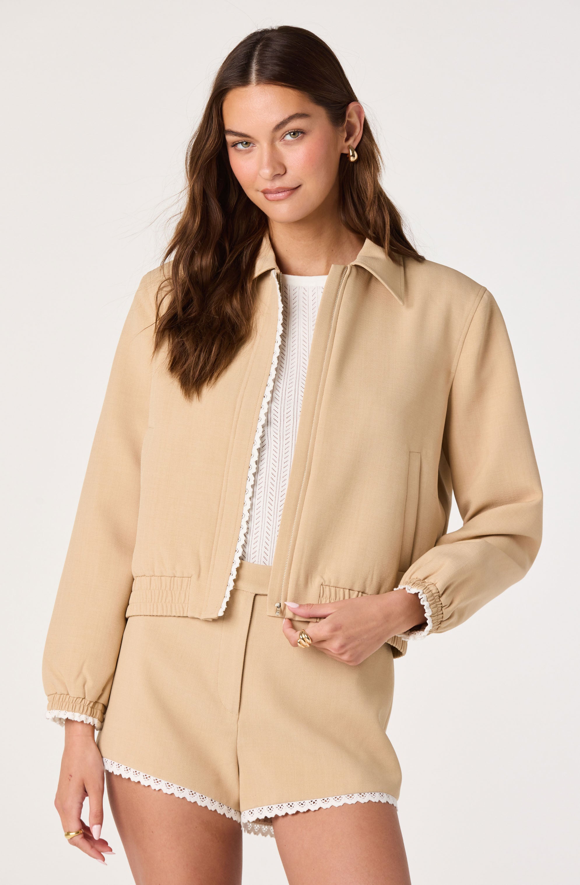 Reid Scallop Trim Bomber Jacket
