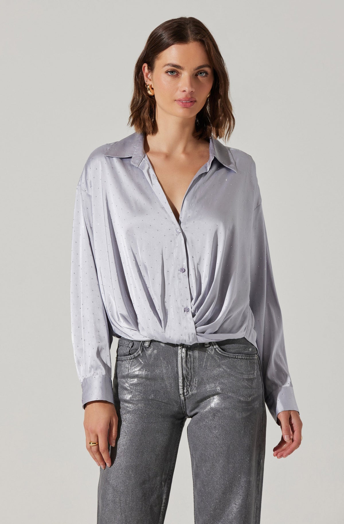 silver satin top