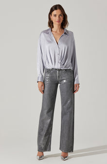 Women's Fluid satin shirt with tattoo print | Beige | Diesel