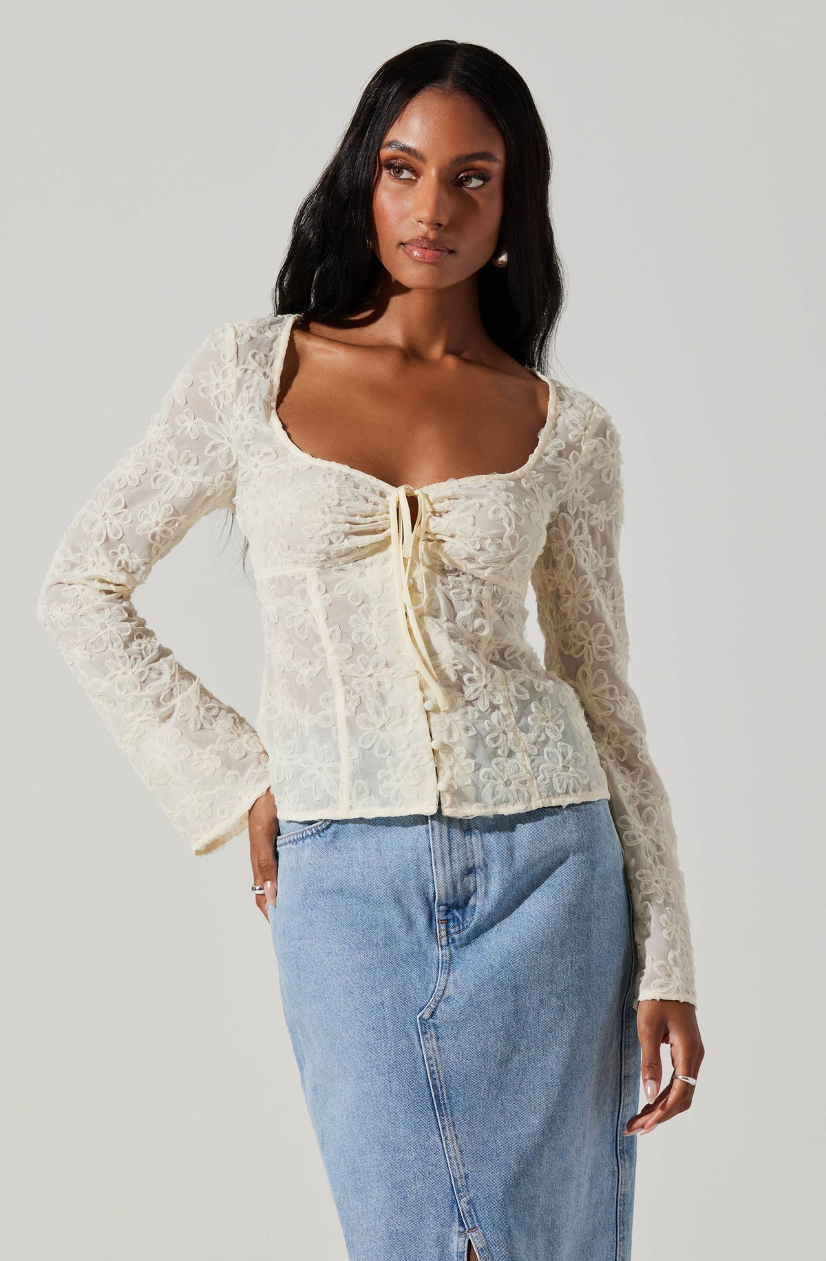 Sassari Floral Sheer Long Sleeve Top – ASTR The Label