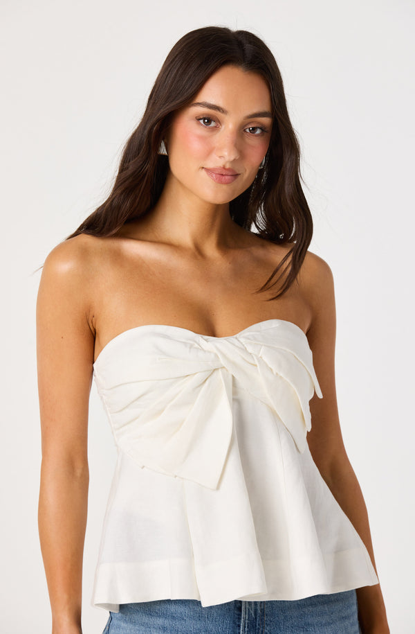 Nerina Twist-Knot Strapless Peplum Top - ASTR the Label