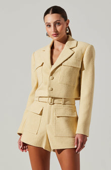 Beige Tweed Cropped Jacket
