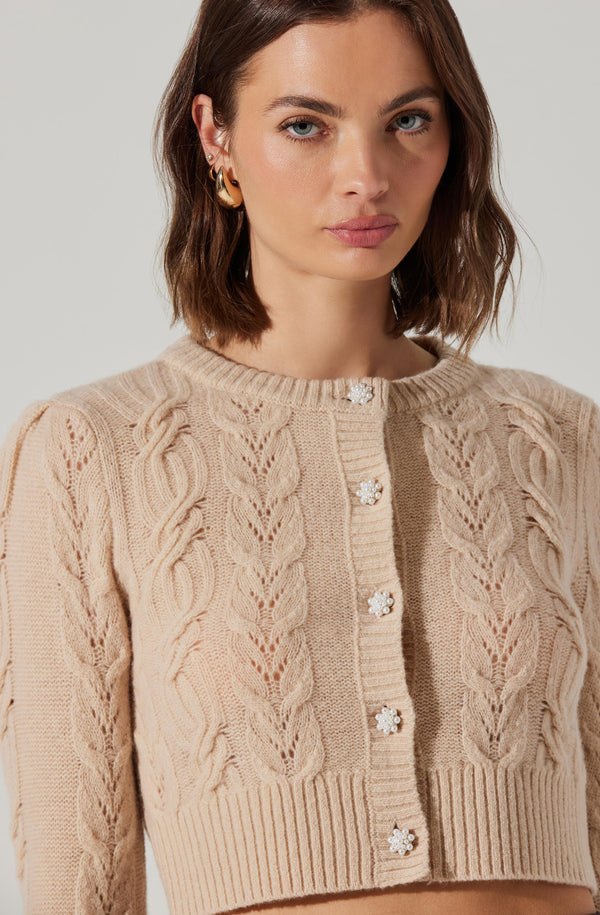 Peri Cable Knit Cropped Cardigan - ASTR the Label