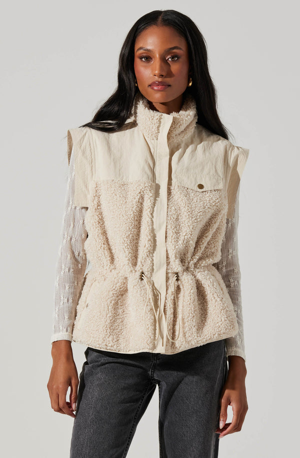Ivania Boucle Mixed Media Vest - ASTR the Label