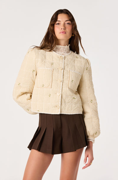 Belicia Quilted Floral Embroidered Jacket