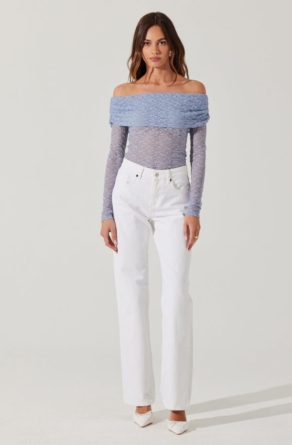 Diamante Lace Off Shoulder Top - ASTR the Label