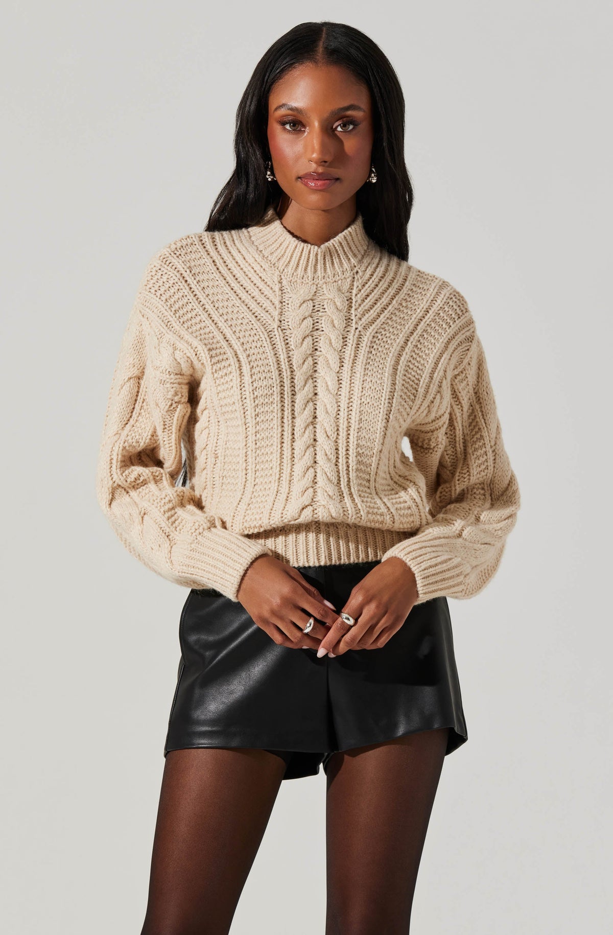 Laverne Cable Knit Tie Back Sweater ASTR the Label