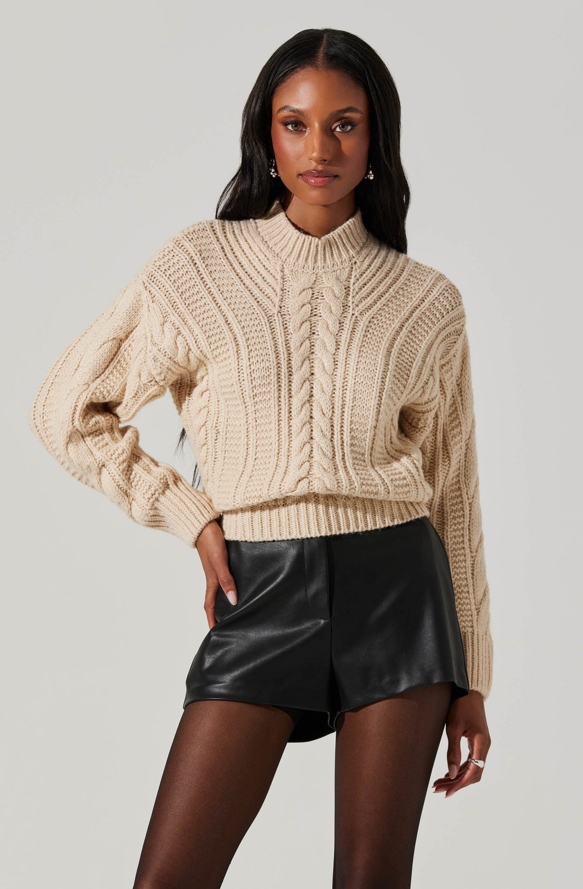 Laverne Cable Knit Tie Back Sweater ASTR the Label