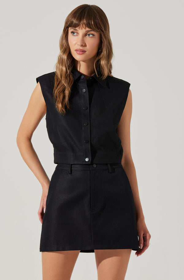 Eula Collared Cropped Vest - ASTR the Label