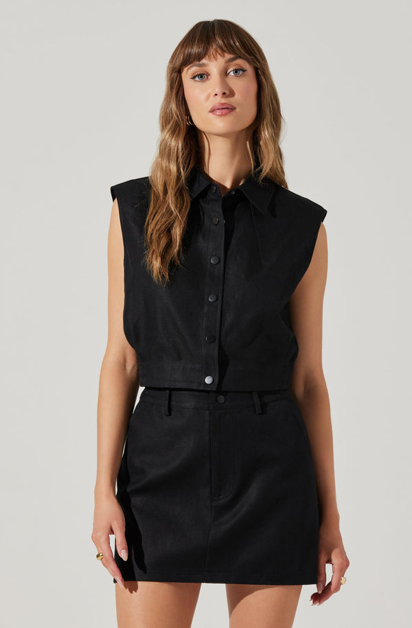 Eula Collared Cropped Vest - ASTR the Label