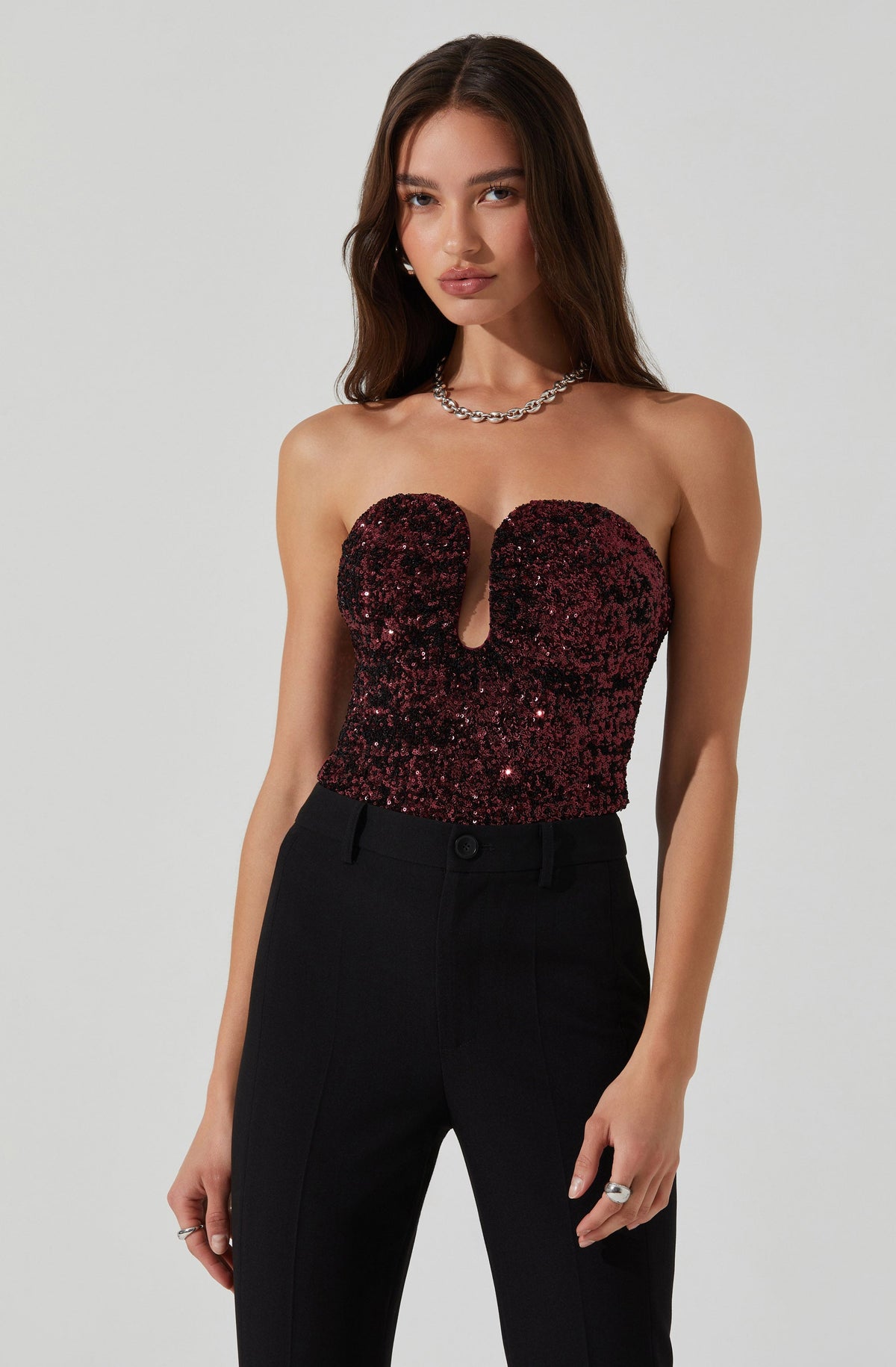 fitted sequin top
