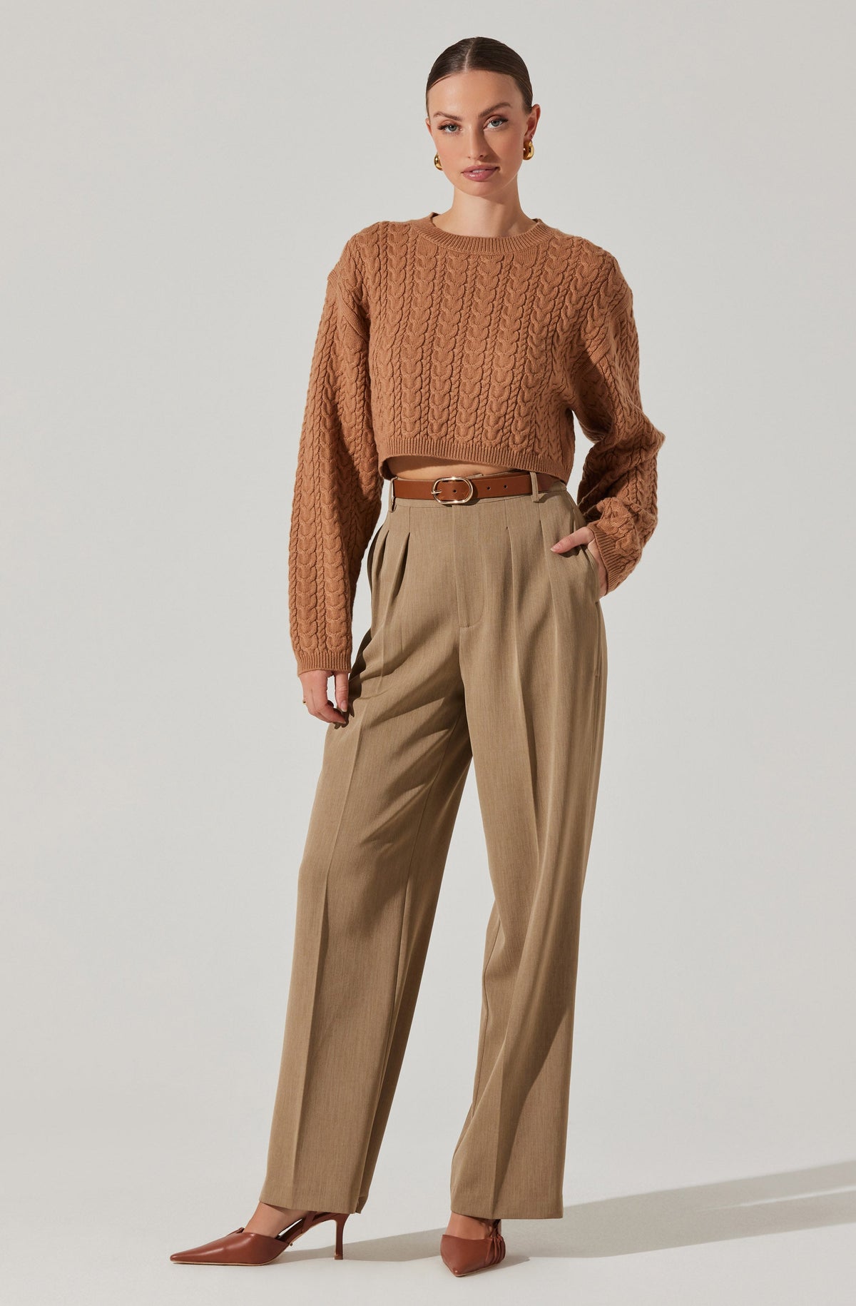Jorah Cropped Cable Knit Sweater– ASTR the Label