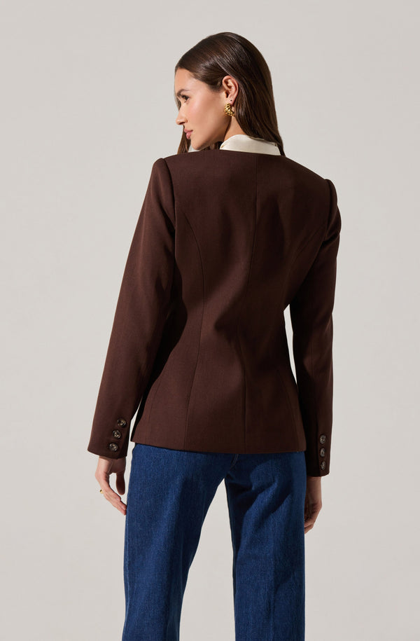 Nalm.】ribbon-tailored jacket / brown SINGLE BREASTED TAILORED 