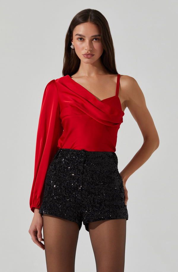 shellerシェリエone shoulder ribbon tops one shoulder ribbon tops – shéller / シェリエ