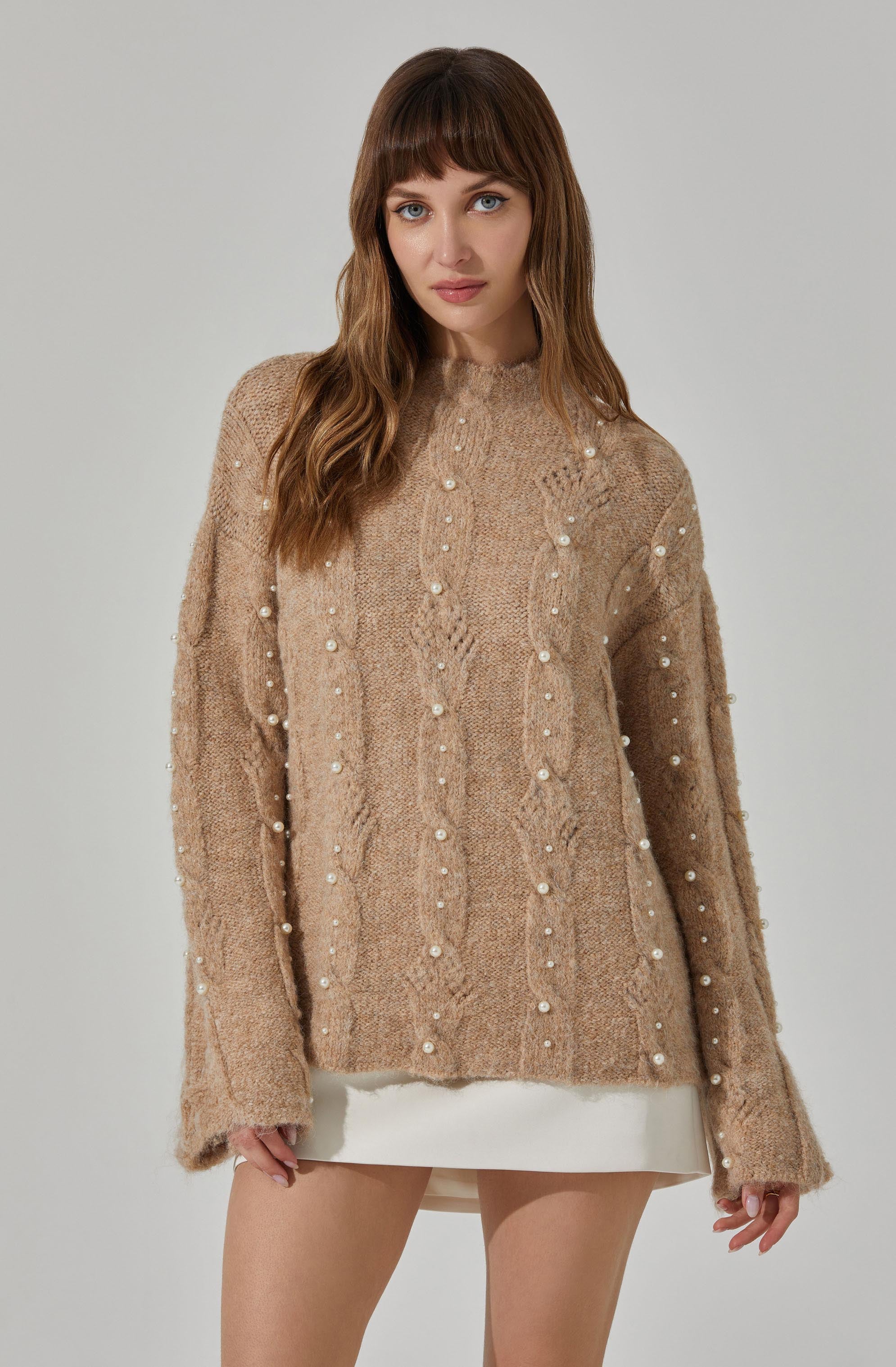 astr the label Kit Pearl Cable Knit Sweater