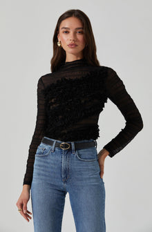 Owena Sheer 3D Ruffle Top– ASTR the Label
