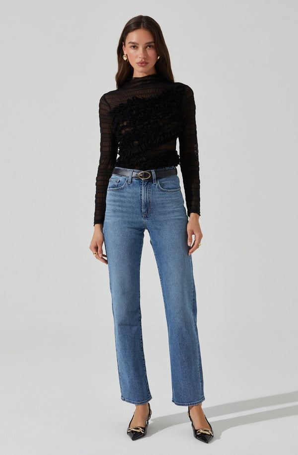 Owena Sheer 3D Ruffle Top - ASTR the Label