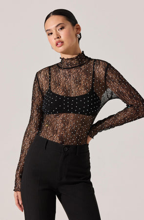 Kyra Rhinestone Lace Top - ASTR the Label