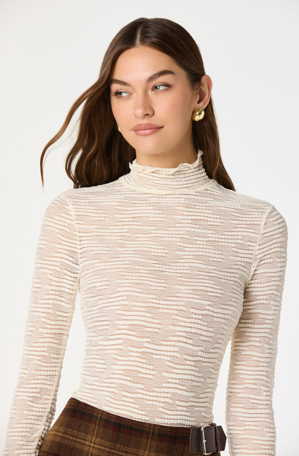 Kyra Long Sleeve Sheer Mock Neck Top - ASTR the Label