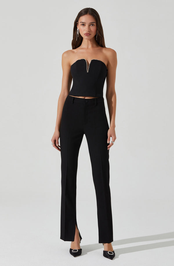 Amell Strapless Rhinestone Trim Top - ASTR the Label