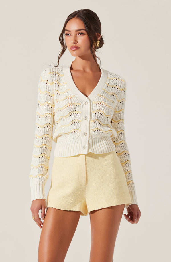 Janira Wavy Stripe Pointelle Cardigan - ASTR the Label