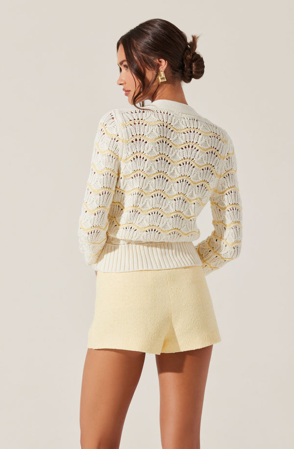 Janira Wavy Stripe Pointelle Cardigan - ASTR the Label