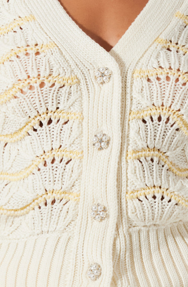 Janira Wavy Stripe Pointelle Cardigan - ASTR the Label