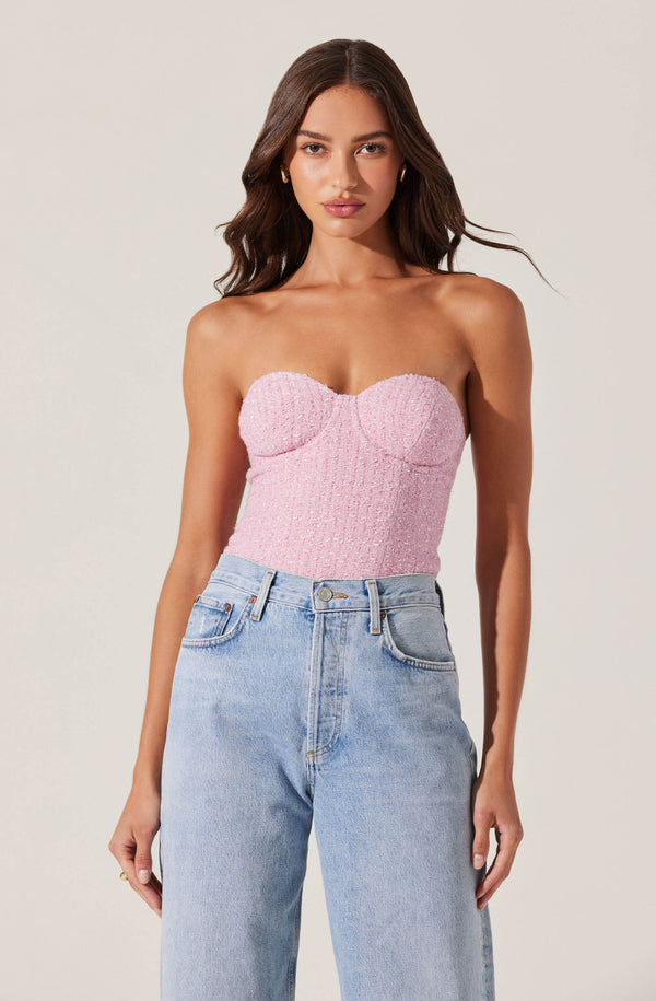 Indie Strapless Tweed Bustier Top - ASTR the Label
