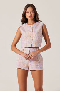 Tweed vest Pink pois ポワ pois Tweed vest【Pink】