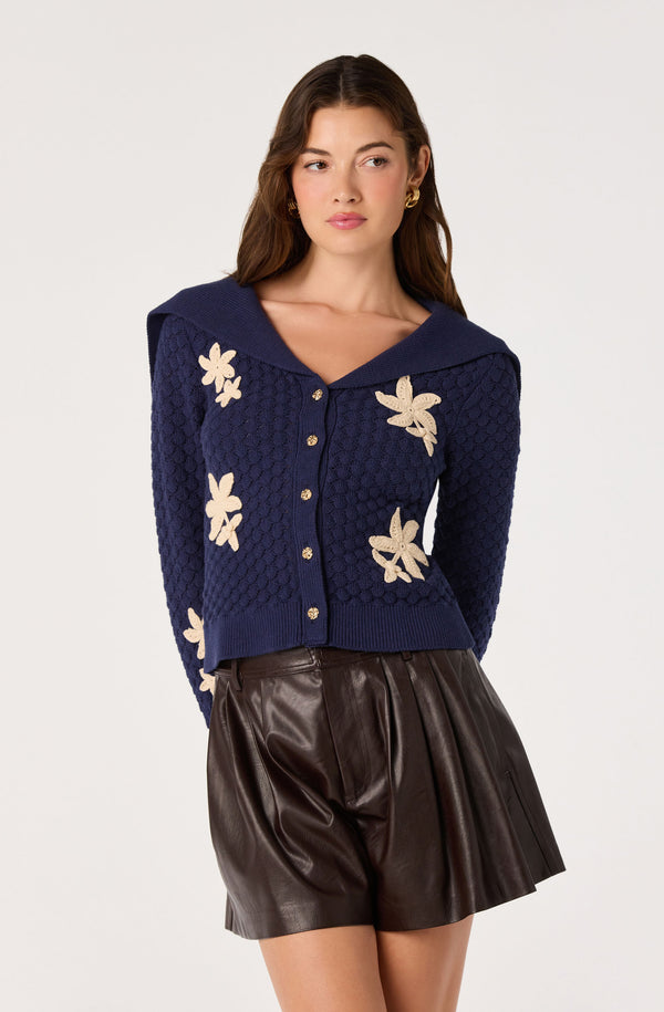 Analissa Sailor Collar Floral Cardigan - ASTR the Label