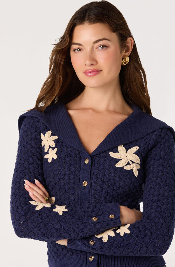 Analissa Sailor Collar Floral Cardigan - ASTR the Label