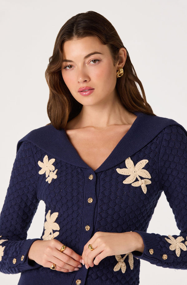 Analissa Sailor Collar Floral Cardigan - ASTR the Label