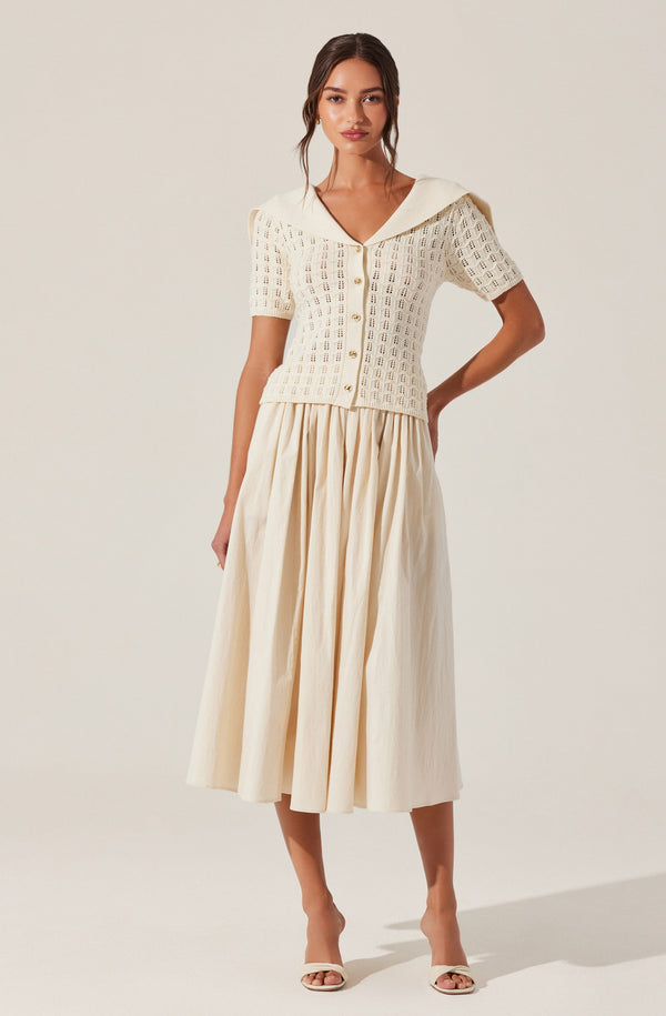 Analissa Pointelle Sailor Collar Cardigan - ASTR the Label