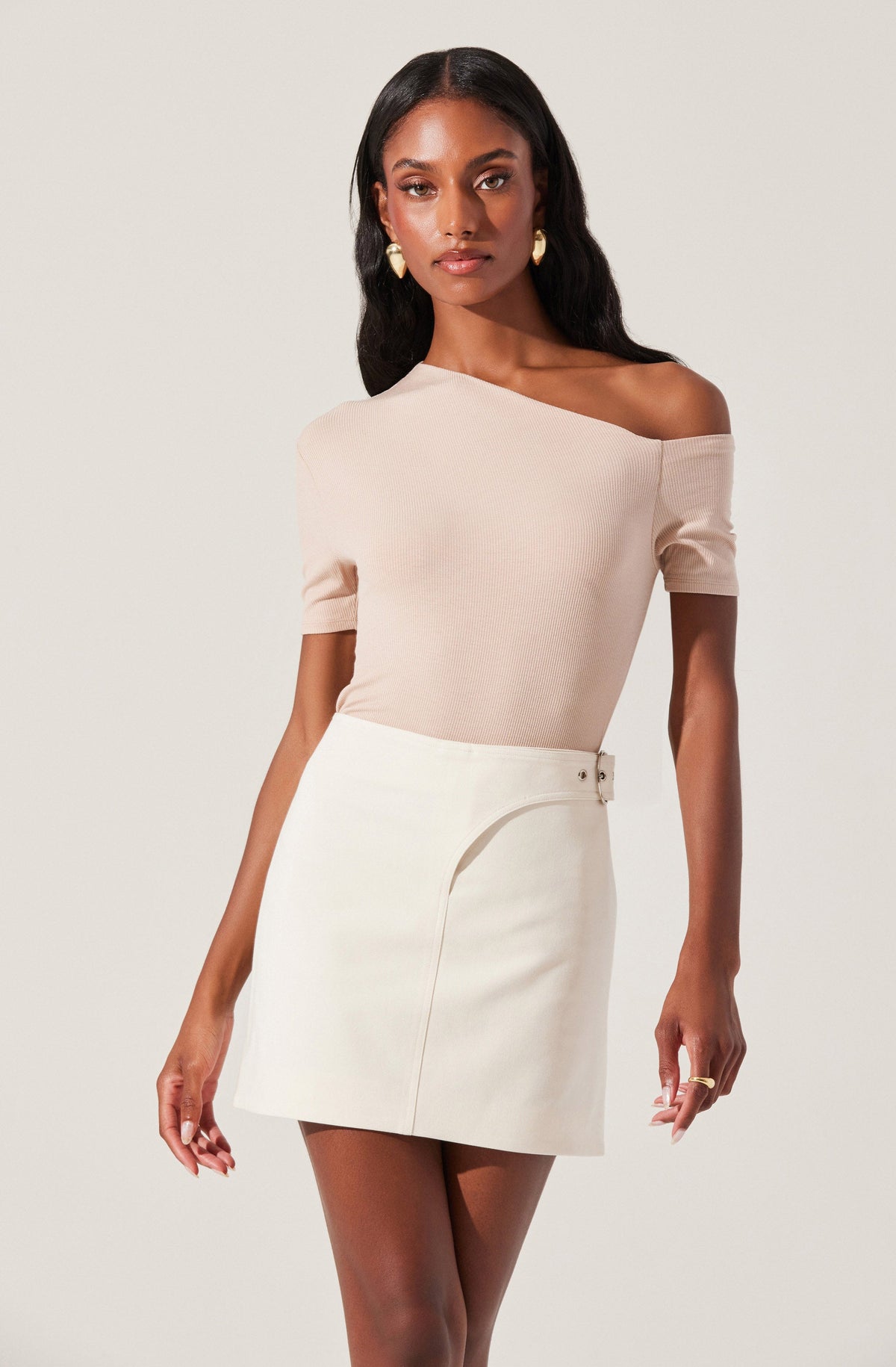 Asymmetry slim off shoulder tops skirt