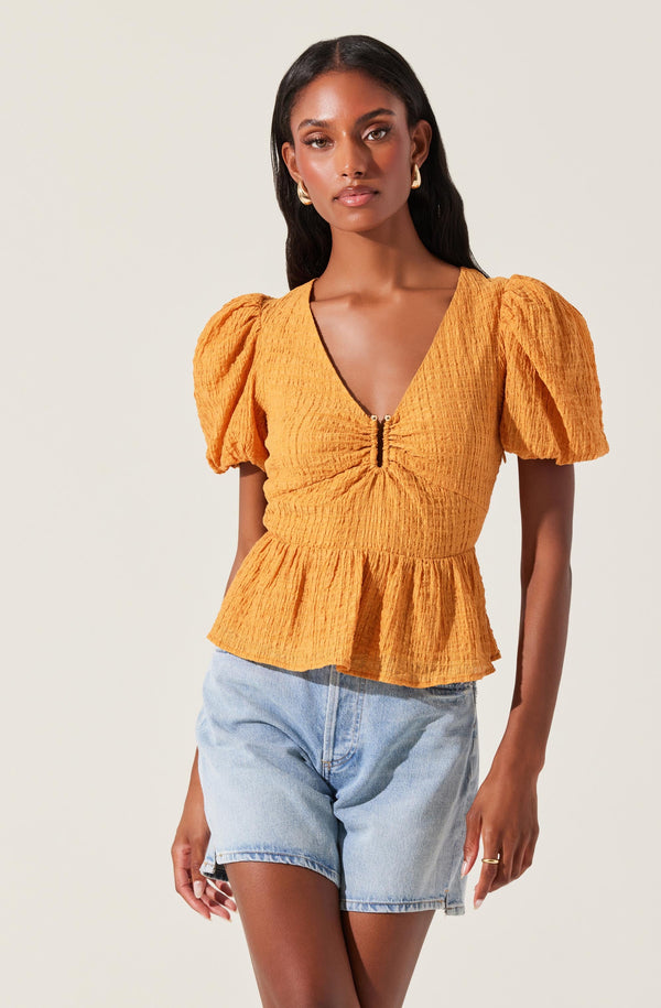 Mylah Puff Sleeve Peplum Top - ASTR the Label