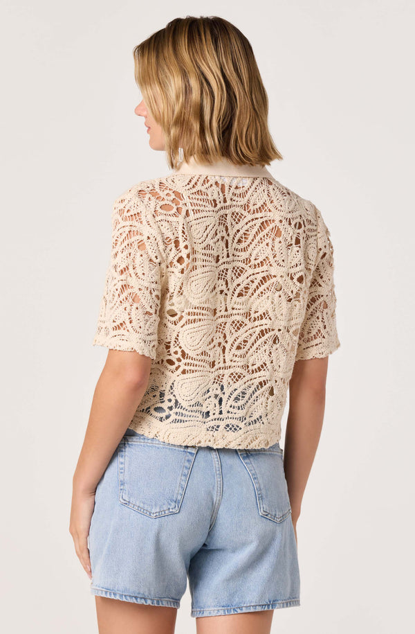 Loren Crochet Cropped Button-Up Shirt - ASTR the Label