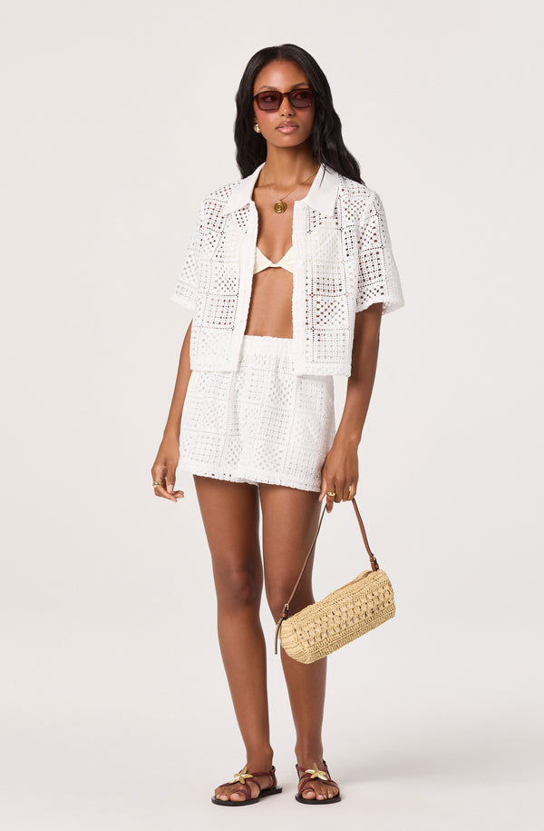 Loren Crochet Button-Up Shirt - ASTR the Label