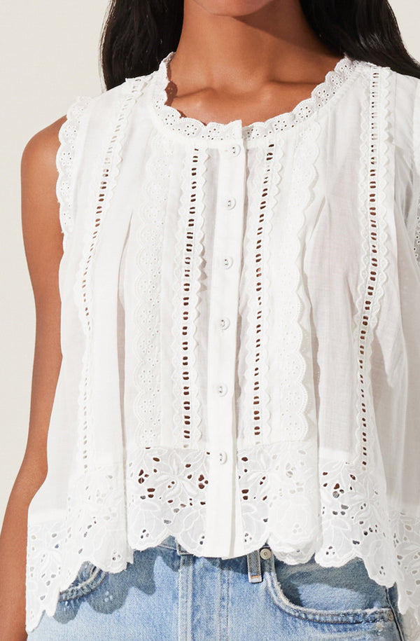 Alisa High Low Eyelet Top - ASTR the Label