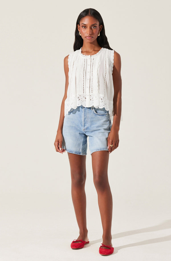 Alisa High Low Eyelet Top - ASTR the Label