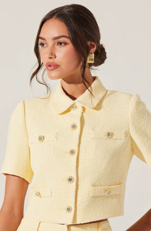 ジャケット Yellow Tweed Cropped Blazer Jacket Cropped bouclé tweed blazer in yellow - Alessandra Rich