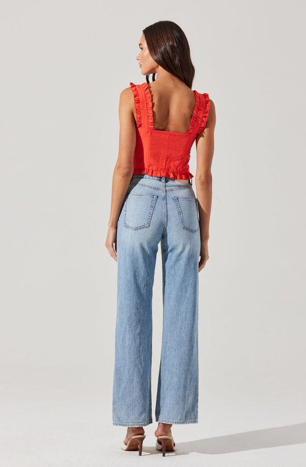 Raelyn Ruffle Trim Corset Top - ASTR the Label