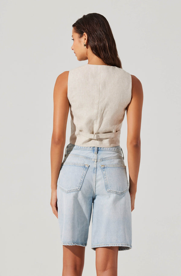 Ossa Linen Cropped Vest - ASTR the Label