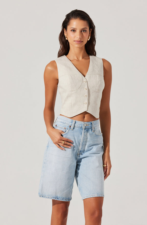 Ossa Linen Cropped Vest ASTR the Label