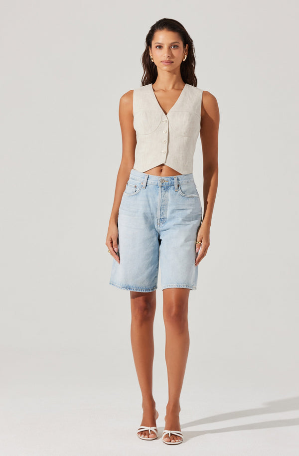 Ossa Linen Cropped Vest - ASTR the Label