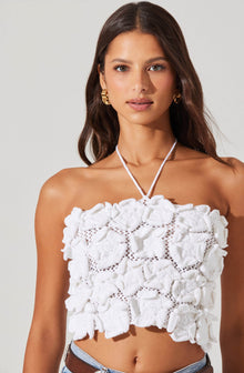 CERRIC(セリック) FLOWER TWISTED HALF TOP Primula Crochet 3D Floral Top– ASTR the Label