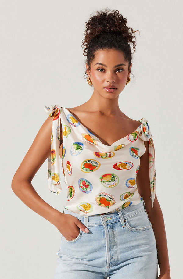 Allexina Satin Tie-Shoulder Top - ASTR the Label