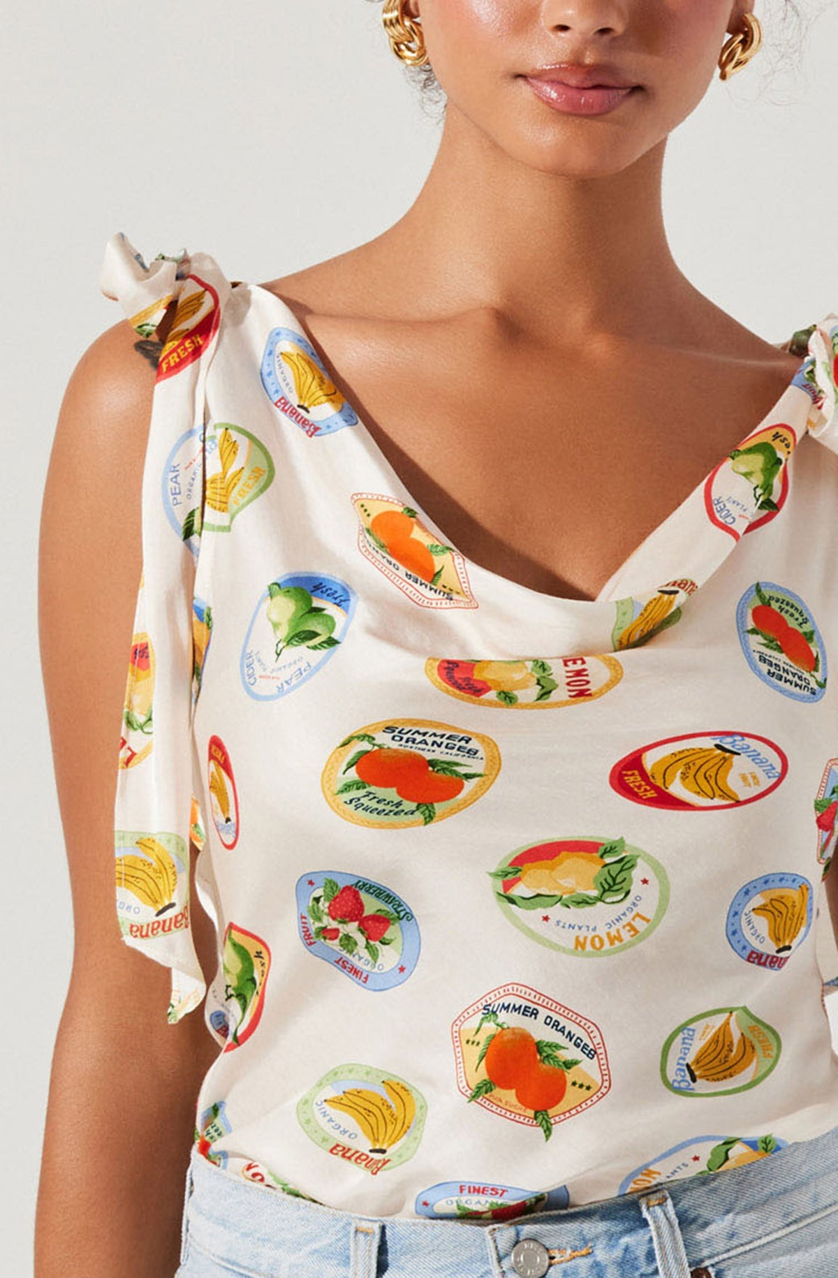 Allexina Satin Tie-Shoulder Top