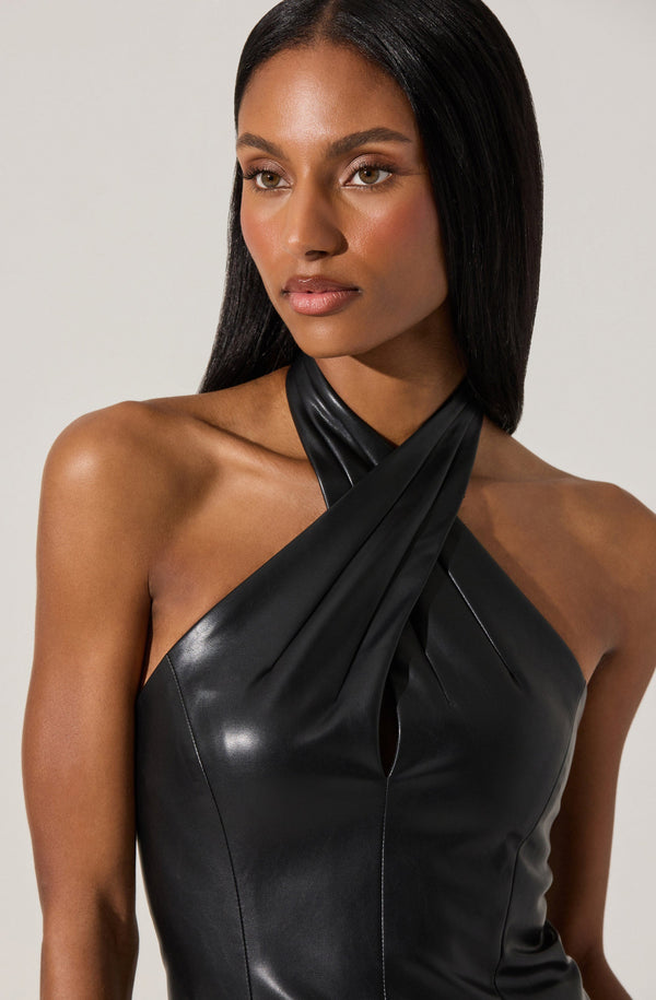 Yaritza Faux Leather Crossover Top - ASTR the Label Yaritza Faux Leather Crossover Top - ASTR the Label