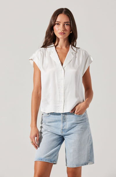 Callen Satin Button Up Top