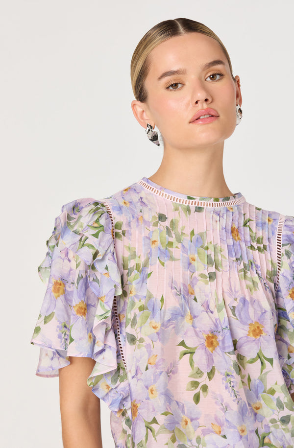 Haut Madewell Imprimé Floral - Manches Flutter, Coton, Taille XL - Occasion Très Bon état